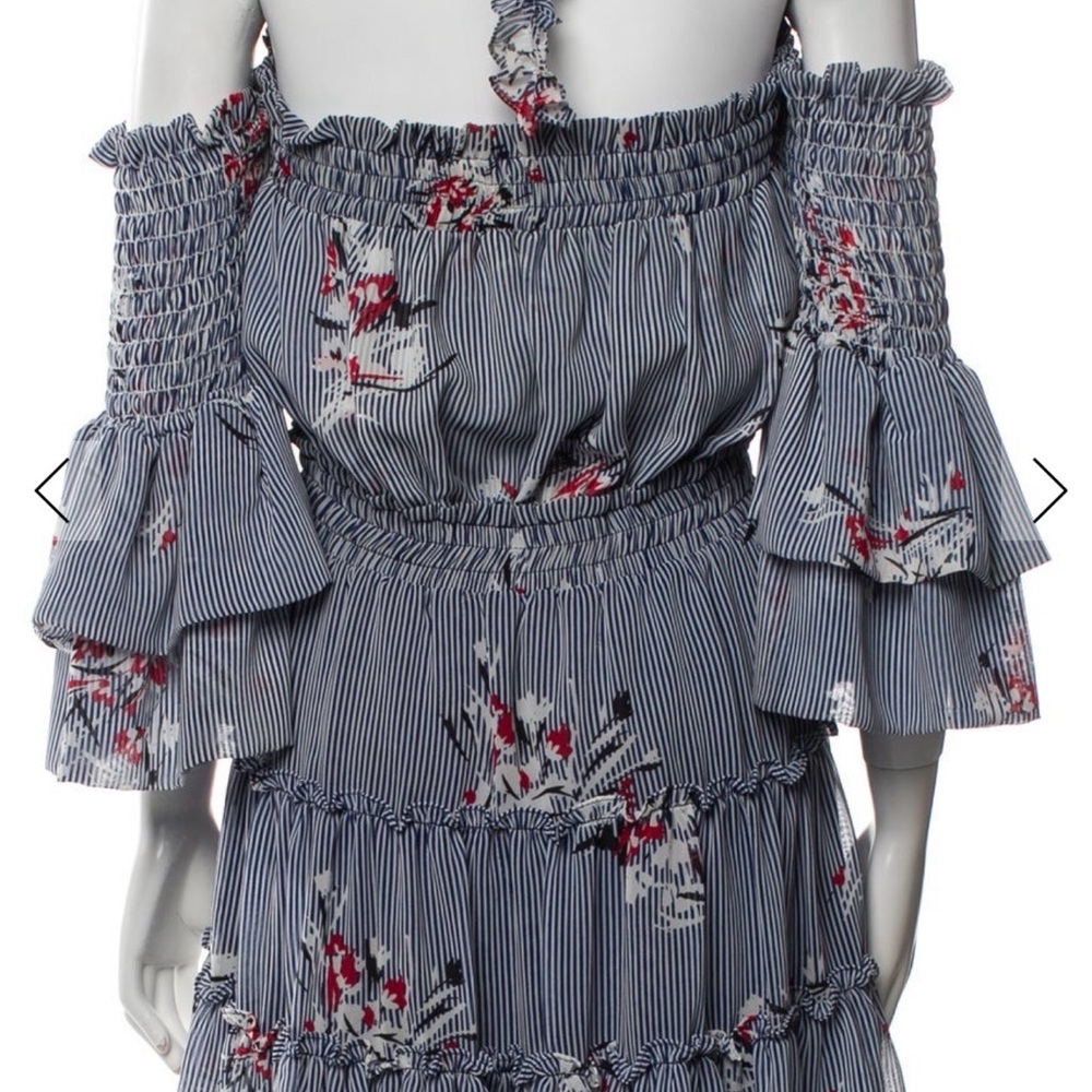 Floral Off-Shoulder Dress with Ruffle Sleeves